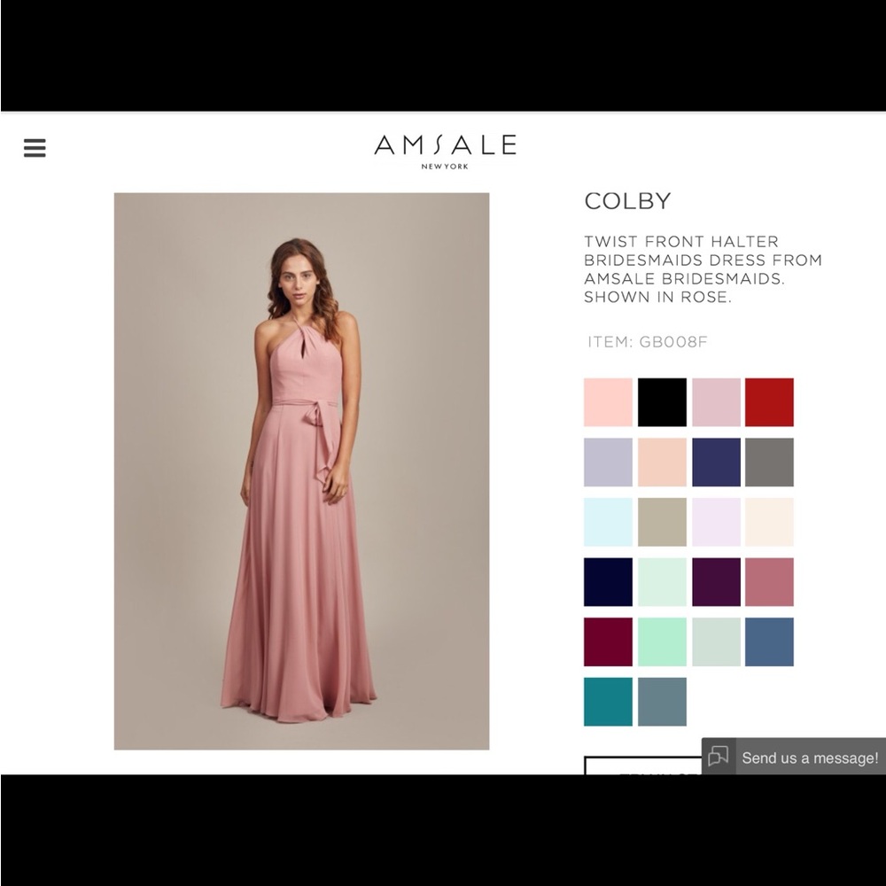 Amsale Colby Twist Front Halter Bridesmaid Dress in Rose